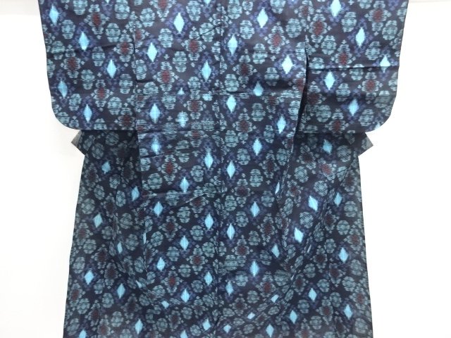 JAPANESE KIMONO / ANTIQUE HITOE KIMONO / COTTON / KURUME KASURI / RHOMBUS